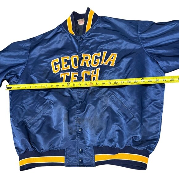 Vintage Georgia Tech Blue Yellow Stain Jacket Bomber Made In USA Size XXL |01 - Picture 5 of 8